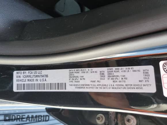 2021 Ram 1500 Laramie z VIN 1C6RREJT5MN794786, wystawiony jako Copart lot #55448755 z przebiegiem 50 658 mil mil oraz Szkoda całkowita • Salvage title. Historia ofert i sprzedaży dostępna na DreamBid. Obrazek 12.