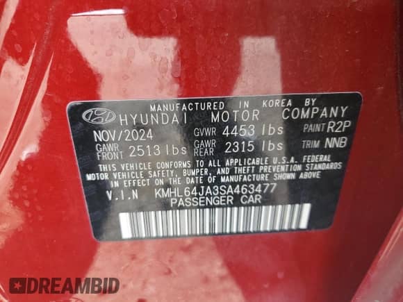 2025 Hyundai Sonata SEL с VIN KMHL64JA3SA463477, выставлен на аукционе Copart как лот 89930225 с пробегом 17 597 миль миль и Чистый • Clean title. История ставок и продаж доступна на DreamBid. Изображение 13.