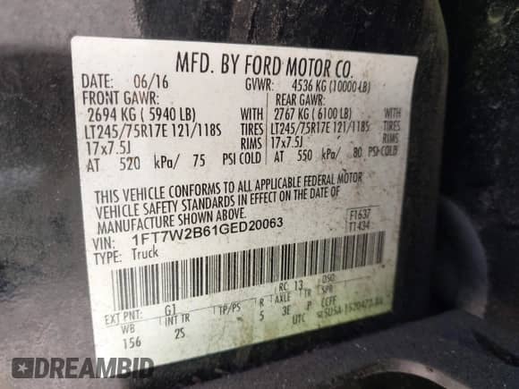 2016 Ford F-250 Lariat с VIN 1FT7W2B61GED20063, выставлен на аукционе IAAI как лот 42078913 с пробегом 274 354 миль миль и . История ставок и продаж доступна на DreamBid. Изображение 9.