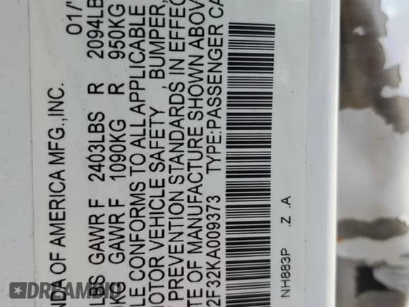 2019 Honda Accord Sport с VIN 1HGCV2F32KA009373, выставлен на аукционе Copart как лот 71792455 с пробегом 121 270 миль миль и Списание • Salvage title. История ставок и продаж доступна на DreamBid. Изображение 13.