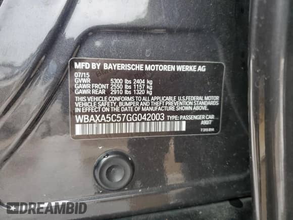 2016 BMW 5 Series 535d с VIN WBAXA5C57GG042003, выставлен на аукционе Copart как лот 60981855 с пробегом 121 230 миль миль и Списание • Salvage title. История ставок и продаж доступна на DreamBid. Изображение 12.