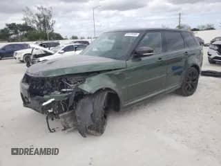 2020 Land Rover Range Rover Sport SVR with VIN SALWZ2RE5LA743951, listed as a Copart auction lot 54134265 with 124,183 mi miles and Non repairable. Bid and sale history available at DreamBid. Image 1.