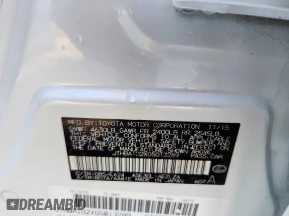 2016 Lexus IS 200t с VIN JTHBA1D2XG5013289, выставлен на аукционе Copart как лот 68162905 с пробегом 91 319 миль миль и Чистый • Clean title. История ставок и продаж доступна на DreamBid. Изображение 13.