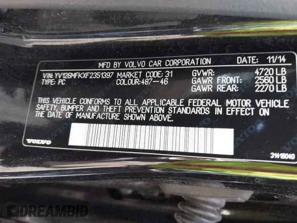 2015 Volvo S60 T5 Drive-E Premier z VIN YV126MFKXF2351397, wystawiony jako IAAI lot #42635909 z przebiegiem 208 000 mil mil oraz . Historia ofert i sprzedaży dostępna na DreamBid. Obrazek 9.