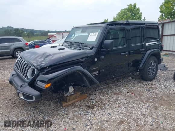 2024 Jeep Wrangler Sahara with VIN 1C4PJXEGXRW355245, listed as a IAAI auction lot 43113898 with 11,082 mi miles and . Bid and sale history available at DreamBid. Image 2.