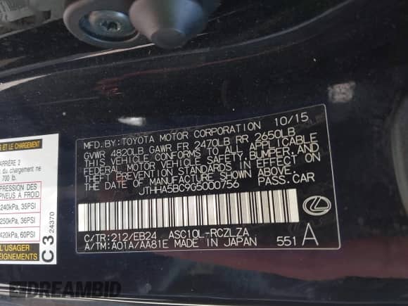 2016 Lexus RC 200t F Sport z VIN JTHHA5BC9G5000756, wystawiony jako IAAI lot #42791359 z przebiegiem 128 105 mil mil oraz . Historia ofert i sprzedaży dostępna na DreamBid. Obrazek 9.