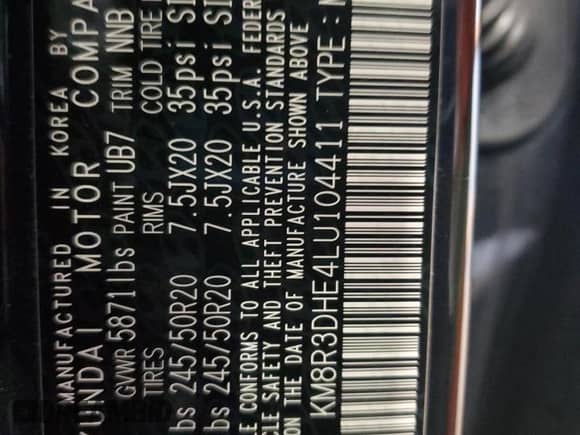 2020 Hyundai Palisade SEL с VIN KM8R3DHE4LU104411, выставлен на аукционе Copart как лот 85367205 с пробегом 90 018 миль миль и Списание • Salvage title. История ставок и продаж доступна на DreamBid. Изображение 14.