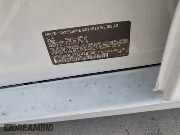 2014 BMW 3 Series 335i с VIN WBA3A9C52EF479349, выставлен на аукционе IAAI как лот 42799336 с пробегом 113 568 миль миль и . История ставок и продаж доступна на DreamBid. Изображение 9.