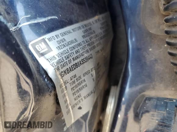 2010 Chevrolet HHR LS с VIN 3GNBAEDB8AS539448, выставлен на аукционе Copart как лот 66718655 с пробегом Не указан миль и На запчасти • Non repairable. История ставок и продаж доступна на DreamBid. Изображение 13.