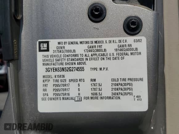 2002 Cadillac Escalade EXT with VIN 3GYEK63N52G274555, listed as a Copart auction lot 70124095 with Not provided miles and Non repairable. Bid and sale history available at DreamBid. Image 12.