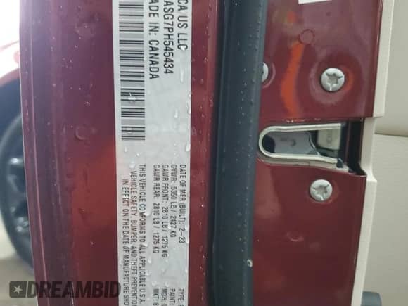 2023 Chrysler 300 Touring L with VIN 2C3CCASG7PH545434, listed as a Copart auction lot 88048825 with 12,438 mi miles and Salvage title. Bid and sale history available at DreamBid. Image 12.