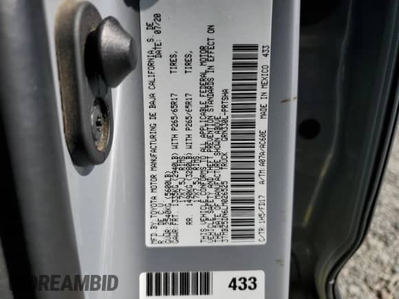 2020 Toyota Tacoma SR5 с VIN 3TMBZ5DN6LM026525, выставлен на аукционе Copart как лот 63804245 с пробегом 37 290 миль миль и Чистый • Clean title. История ставок и продаж доступна на DreamBid. Изображение 12.