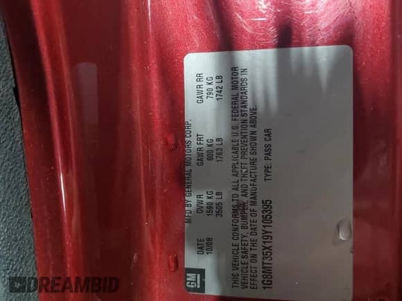 2009 Saturn Sky Red Line с VIN 1G8MT35X19Y105395, выставлен на аукционе Copart как лот 58908205 с пробегом 115 071 миль миль и Списание • Salvage title. История ставок и продаж доступна на DreamBid. Изображение 12.