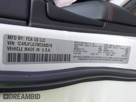 2021 Jeep Grand Cherokee Trailhawk z VIN 1C4RJFLG7MC588578, wystawiony jako IAAI lot #42748836 z przebiegiem 96 261 mil mil oraz . Historia ofert i sprzedaży dostępna na DreamBid. Obrazek 9.