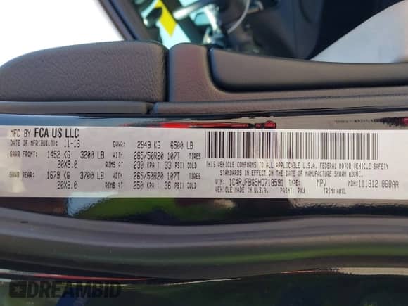 2017 Jeep Grand Cherokee Limited с VIN 1C4RJFBG5HC718591, выставлен на аукционе IAAI как лот 42010999 с пробегом 69 456 миль миль и . История ставок и продаж доступна на DreamBid. Изображение 9.