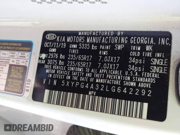 2020 Kia Sorento LX with VIN 5XYPG4A32LG642292, listed as a IAAI auction lot 42045386 with 255,984 mi miles and . Bid and sale history available at DreamBid. Image 9.