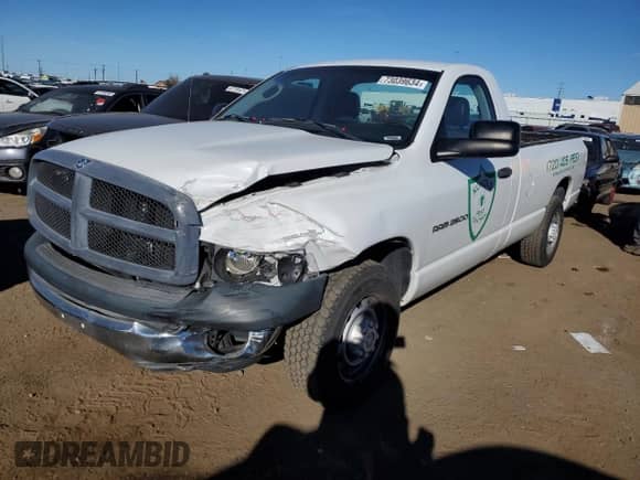 2005 Dodge 2500 SLT with VIN 3D7KR26D55G840336, listed as a Copart auction lot 73039634 with 34,341 mi miles and Salvage title. Bid and sale history available at DreamBid. Image 1.