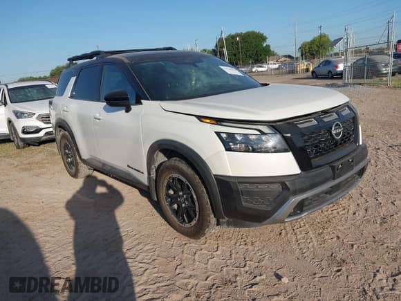 2023 Nissan Pathfinder Rock Creek with VIN 5N1DR3BD6PC254342, listed as a IAAI auction lot 41950069 with 26,144 mi miles and . Bid and sale history available at DreamBid. Image 1.