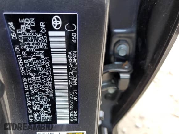 2025 Toyota Corolla XSE with VIN JTNC4MBE5S3233404, listed as a Copart auction lot 59495425 with 4,532 mi miles and Salvage title. Bid and sale history available at DreamBid. Image 12.