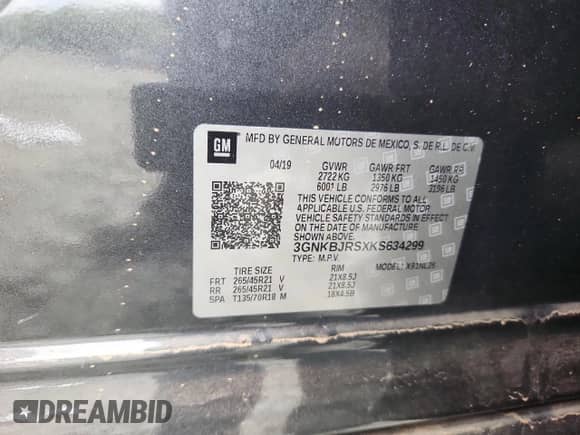 2019 Chevrolet Blazer RS с VIN 3GNKBJRSXKS634299, выставлен на аукционе Copart как лот 65094425 с пробегом Не указан миль и Списание • Salvage title. История ставок и продаж доступна на DreamBid. Изображение 12.