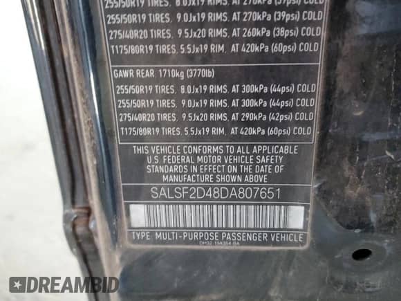 2013 Land Rover Range Rover Sport HSE z VIN SALSF2D48DA807651, wystawiony jako Copart lot #62774055 z przebiegiem 130 811 mil mil oraz Szkoda całkowita • Salvage title. Historia ofert i sprzedaży dostępna na DreamBid. Obrazek 14.