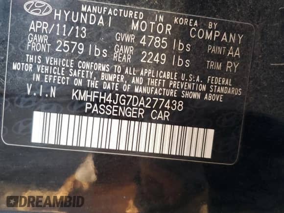 2013 Hyundai Azera с VIN KMHFH4JG7DA277438, выставлен на аукционе Copart как лот 82655115 с пробегом 187 449 миль миль и Чистый • Clean title. История ставок и продаж доступна на DreamBid. Изображение 12.