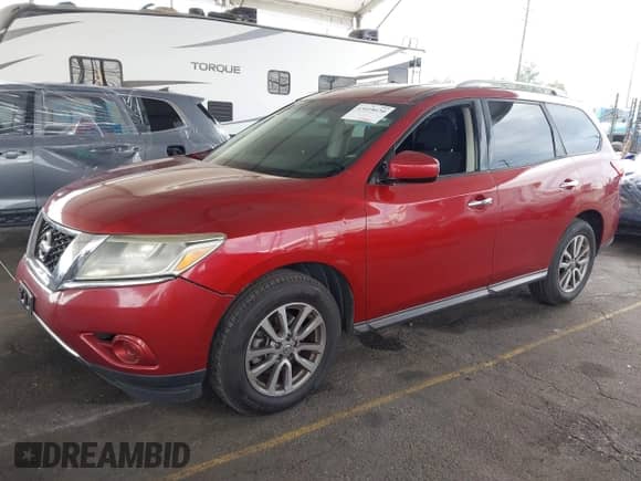 2014 Nissan Pathfinder S with VIN 5N1AR2MNXEC662018, listed as a IAAI auction lot 43418620 with 144,456 mi miles and . Bid and sale history available at DreamBid. Image 17.