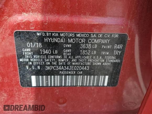 2018 Hyundai Accent Limited с VIN 3KPC34A34JE020443, выставлен на аукционе Copart как лот 59176415 с пробегом 66 345 миль миль и Списание • Salvage title. История ставок и продаж доступна на DreamBid. Изображение 13.