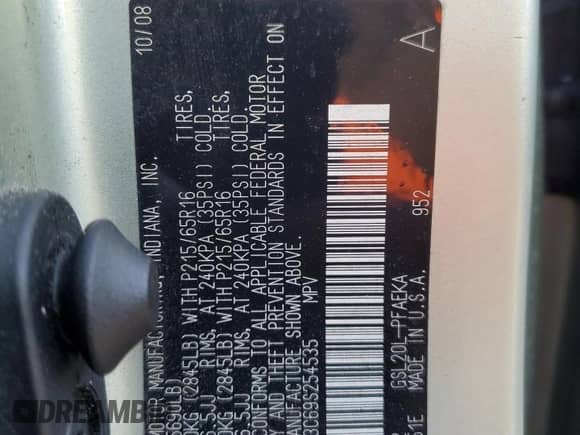 2009 Toyota Sienna LE с VIN 5TDZK23C69S254535, выставлен на аукционе Copart как лот 84866355 с пробегом 229 085 миль миль и Списание • Salvage title. История ставок и продаж доступна на DreamBid. Изображение 13.