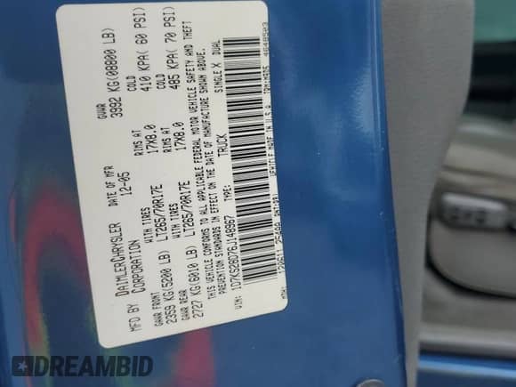 2006 Dodge 2500 SLT with VIN 1D7KS28D76J148967, listed as a Copart auction lot 71868605 with 202,252 mi miles and Salvage title. Bid and sale history available at DreamBid. Image 13.
