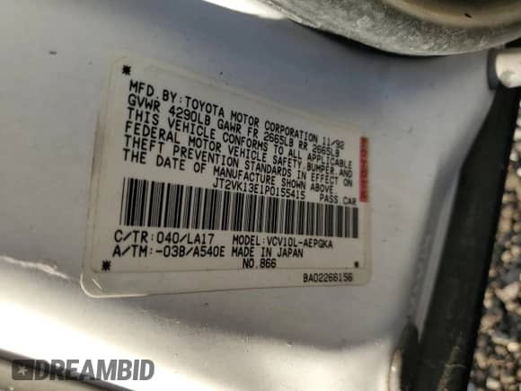 1993 Toyota Camry с VIN JT2VK13E1P0155415, выставлен на аукционе Copart как лот 87536905 с пробегом 59 612 миль миль и Чистый • Clean title. История ставок и продаж доступна на DreamBid. Изображение 12.