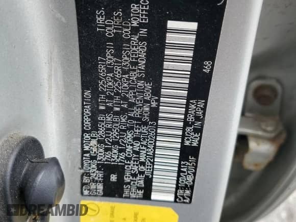 2004 Toyota Highlander с VIN JTEEP21A840026013, выставлен на аукционе Copart как лот 68047695 с пробегом 173 213 миль миль и Списание • Salvage title. История ставок и продаж доступна на DreamBid. Изображение 13.