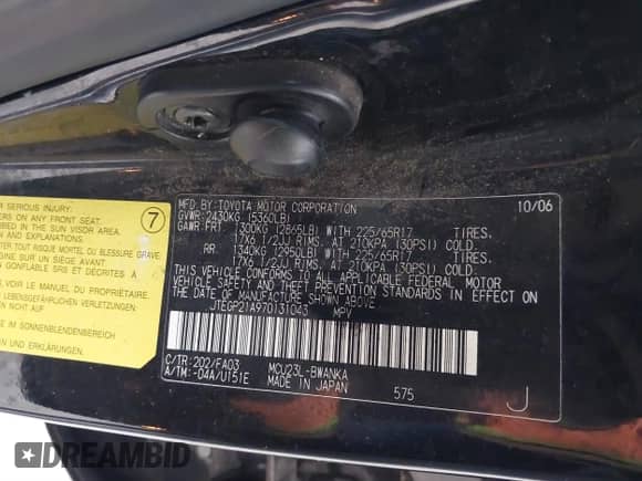 2007 Toyota Highlander с VIN JTEGP21A970131043, выставлен на аукционе IAAI как лот 40944131 с пробегом 229 148 миль миль и . История ставок и продаж доступна на DreamBid. Изображение 9.