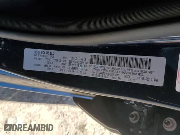 2020 Ram 1500 Longhorn with VIN 1C6SRFKT0LN164260, listed as a Copart auction lot 50313555 with Not provided miles and Salvage title. Bid and sale history available at DreamBid. Image 12.