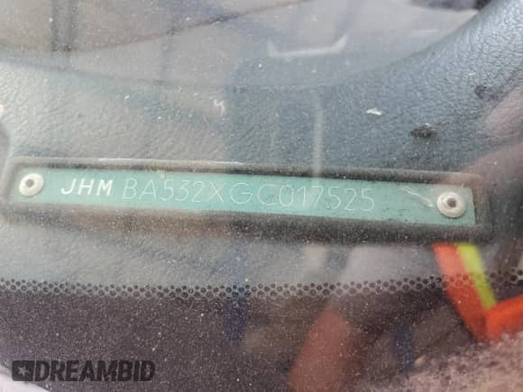 1986 Honda Accord с VIN JHMBA532XGC017525, выставлен на аукционе Copart как лот 69079264 с пробегом 143 898 миль миль и Чистый • Clean title. История ставок и продаж доступна на DreamBid. Изображение 12.