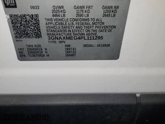 2023 Chevrolet Equinox RS с VIN 3GNAXMEG4PL111295, выставлен на аукционе Copart как лот 69955805 с пробегом 19 352 миль миль и На запчасти • Non repairable. История ставок и продаж доступна на DreamBid. Изображение 13.