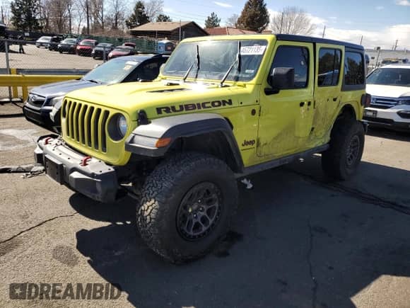 2023 Jeep Wrangler Rubicon with VIN 1C4HJXFN6PW515569, listed as a Copart auction lot 46721135 with 9,114 mi miles and Salvage title. Bid and sale history available at DreamBid. Image 1.