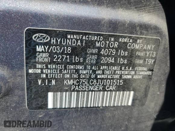 2018 Hyundai Ioniq SEL с VIN KMHC75LC8JU101515, выставлен на аукционе Copart как лот 65817375 с пробегом 176 558 миль миль и Списание • Salvage title. История ставок и продаж доступна на DreamBid. Изображение 12.