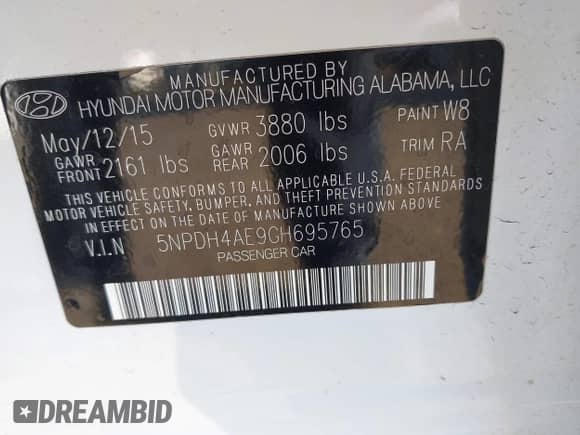 2016 Hyundai Elantra SE z VIN 5NPDH4AE9GH695765, wystawiony jako IAAI lot #43241867 z przebiegiem 205 118 mil mil oraz . Historia ofert i sprzedaży dostępna na DreamBid. Obrazek 9.