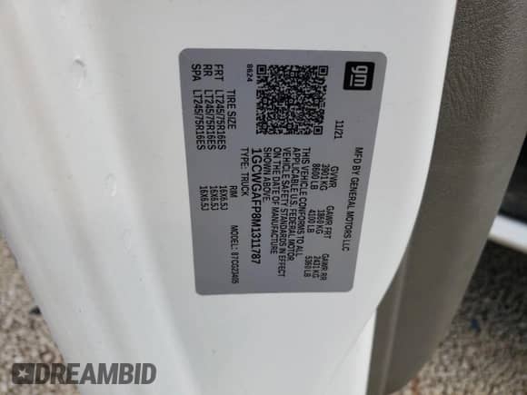 2021 Chevrolet Express Cargo с VIN 1GCWGAFP8M1311787, выставлен на аукционе Copart как лот 54471953 с пробегом 13 365 миль миль и На запчасти • Non repairable. История ставок и продаж доступна на DreamBid. Изображение 14.