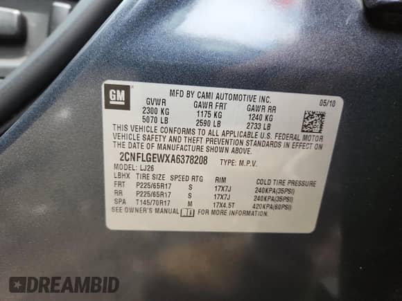 2010 Chevrolet Equinox LTZ с VIN 2CNFLGEWXA6378208, выставлен на аукционе Copart как лот 68285485 с пробегом 183 758 миль миль и Списание • Salvage title. История ставок и продаж доступна на DreamBid. Изображение 12.