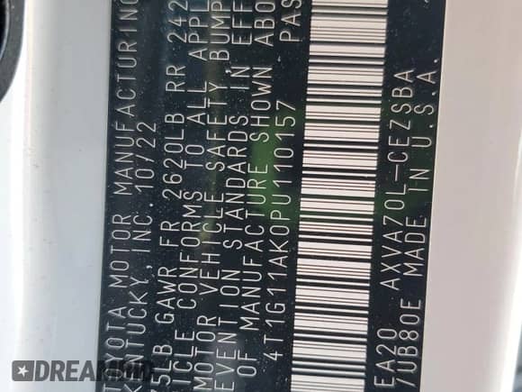 2023 Toyota Camry SE z VIN 4T1G11AK0PU110157, wystawiony jako Copart lot #65978395 z przebiegiem 58 440 mil mil oraz Szkoda całkowita • Salvage title. Historia ofert i sprzedaży dostępna na DreamBid. Obrazek 12.