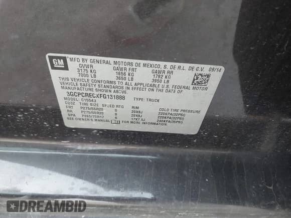 2015 Chevrolet Silverado 1500 LT z VIN 3GCPCRECXFG131888, wystawiony jako IAAI lot #43143710 z przebiegiem 182 495 mil mil oraz . Historia ofert i sprzedaży dostępna na DreamBid. Obrazek 9.