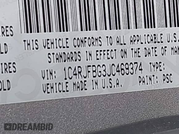 2018 Jeep Grand Cherokee Limited with VIN 1C4RJFBG3JC469374, listed as a IAAI auction lot 43045159 with 119,704 mi miles and . Bid and sale history available at DreamBid. Image 9.