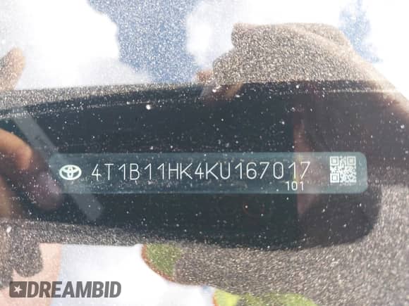 2019 Toyota Camry SE z VIN 4T1B11HK4KU167017, wystawiony jako IAAI lot #43389705 z przebiegiem 106 141 mil mil oraz . Historia ofert i sprzedaży dostępna na DreamBid. Obrazek 9.