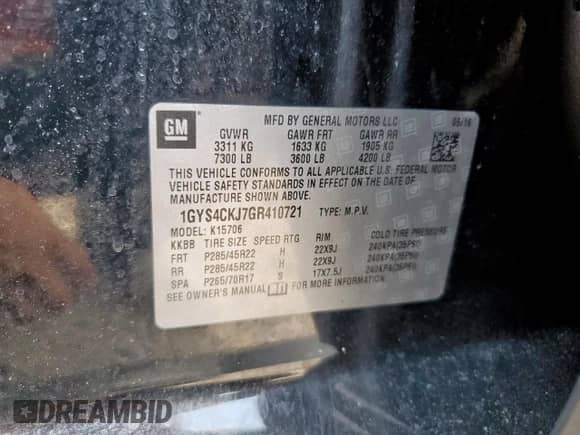 2016 Cadillac Escalade Premium Collection z VIN 1GYS4CKJ7GR410721, wystawiony jako Copart lot #68647515 z przebiegiem 145 368 mil mil oraz Szkoda całkowita • Salvage title. Historia ofert i sprzedaży dostępna na DreamBid. Obrazek 14.