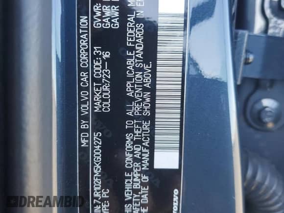 2019 Volvo S60 R-Design with VIN 7JR102FM5KG004275, listed as a Copart auction lot 80582855 with 78,474 mi miles and Salvage title. Bid and sale history available at DreamBid. Image 13.