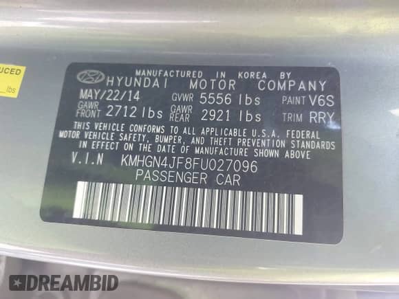 2015 Hyundai Genesis 5.0L z VIN KMHGN4JF8FU027096, wystawiony jako IAAI lot #42851684 z przebiegiem 138 940 mil mil oraz . Historia ofert i sprzedaży dostępna na DreamBid. Obrazek 9.
