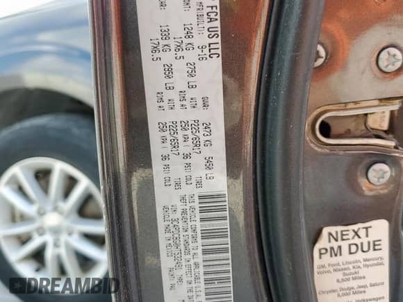 2017 Dodge Journey SXT с VIN 3C4PDCBG0HT532491, выставлен на аукционе Copart как лот 67947775 с пробегом 84 755 миль миль и Списание • Salvage title. История ставок и продаж доступна на DreamBid. Изображение 13.