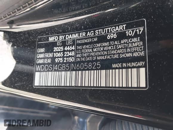 2018 Mercedes-Benz CLA 250 with VIN WDDSJ4GB5JN605825, listed as a IAAI auction lot 42766469 with 37,960 mi miles and . Bid and sale history available at DreamBid. Image 9.